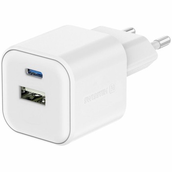 Incarcator Retea Swissten 12W 1x USB-C + 1x USB-A, Alb