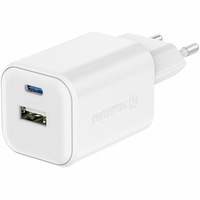 Incarcator Retea Swissten GaN 1x USB-C 45W PD + 1x USB-A 18W QC, Alb