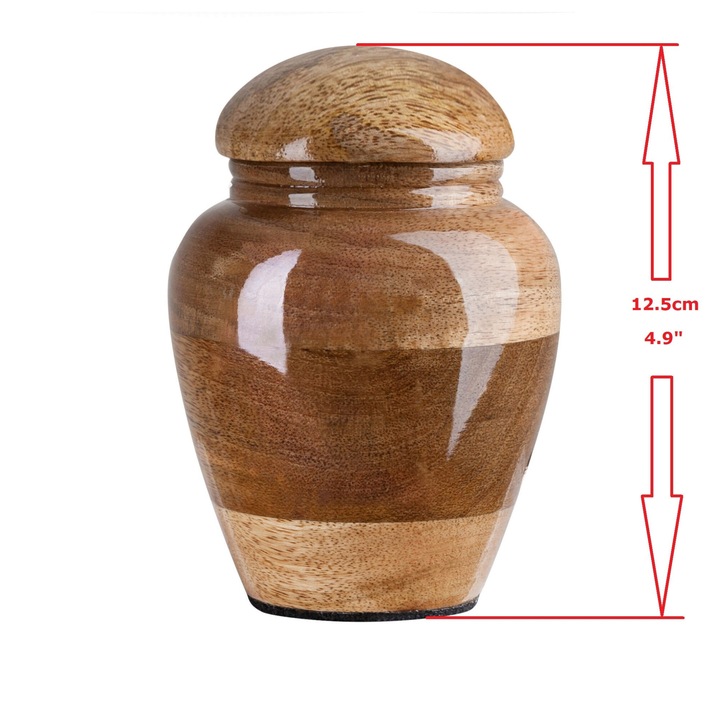 Urna Keepsake din lemn facuta manual din lemn de mango, Urna Keepsake unica pentru cenusa