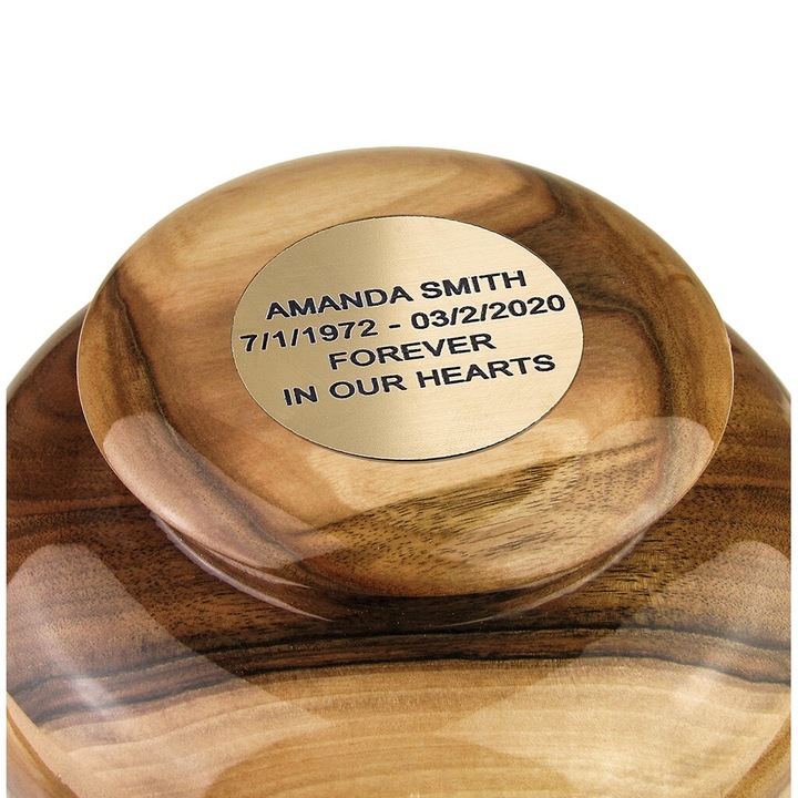 Urna de incinerare pentru cenusa din lemn de nuc nou goala, Remember Forever, Maro