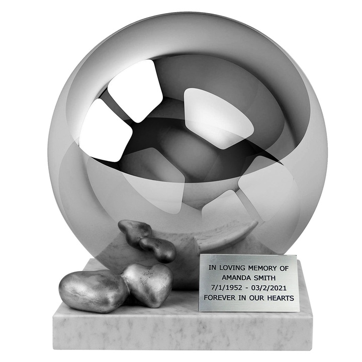 Погребален паметник, Запомни завинаги, XL урна, неръждаема стомана, пепел от кремация