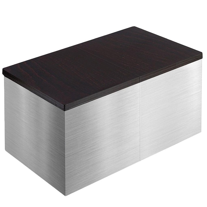 Urna dubla pentru cenusa, Remember Forever, inox, cu capac din lemn, argintiu/maro inchis