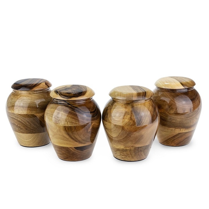 Set 4 urne cenusa animale, Rember Forever, Lemn de nuc, Maro