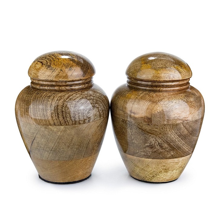 Set 2 urne cenusa animale, Rember Forever, Lemn de mango, Maro