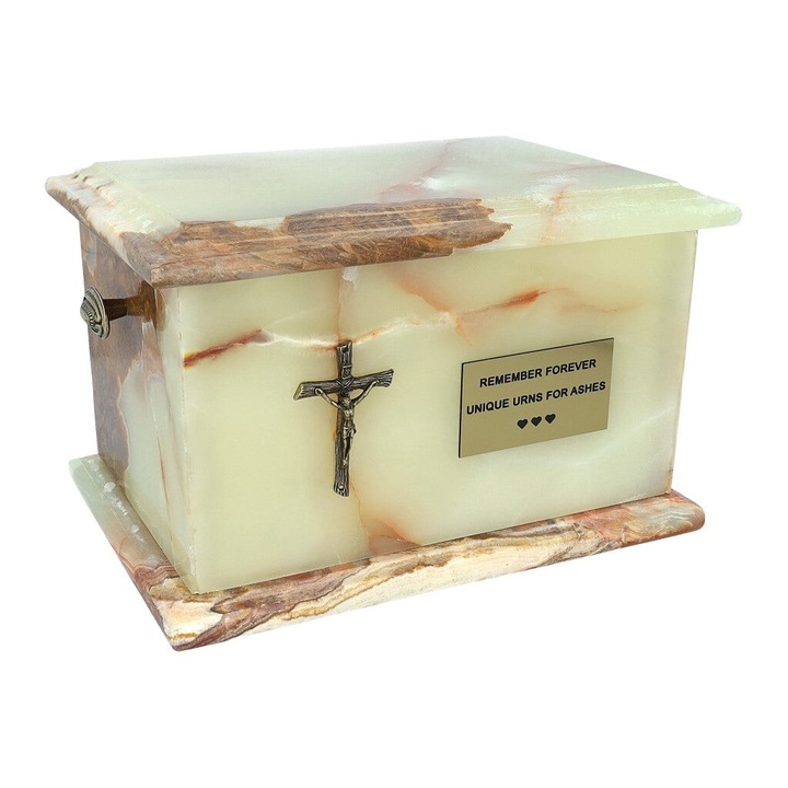 Urna crematorie pentru cenusa, Remember Forever, onix, noua, model S-GREEN-CROSS-PN