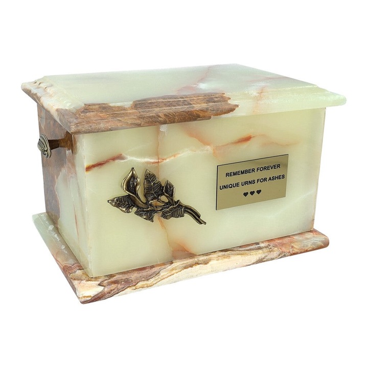 Urna crematorie pentru cenusa din onix, Remember Forever, noua, S-GREEN-LILY-PN