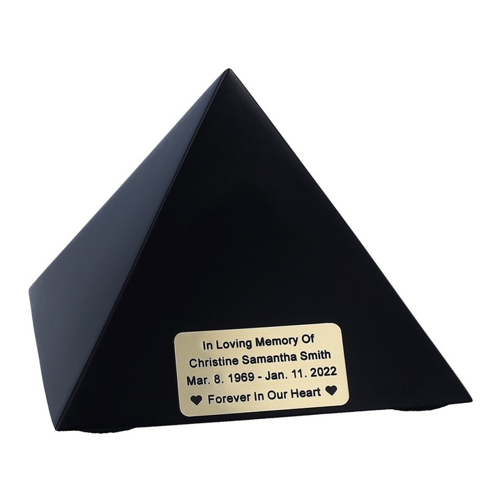 Urna crematorie, Remember Forever, Plaque K-BLACK_PYRAMID-PLAIN-PY