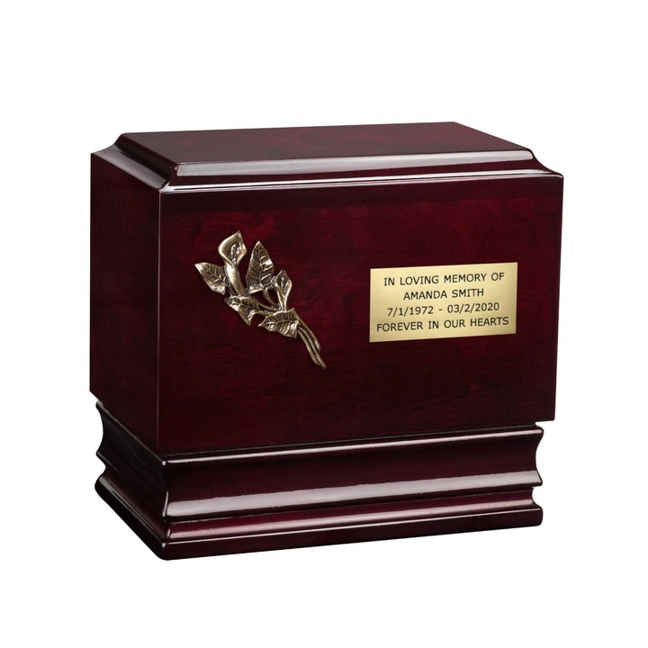 Urna de incinerare pentru cenusa din lemn de arin nou goala, Remember Forever, maro