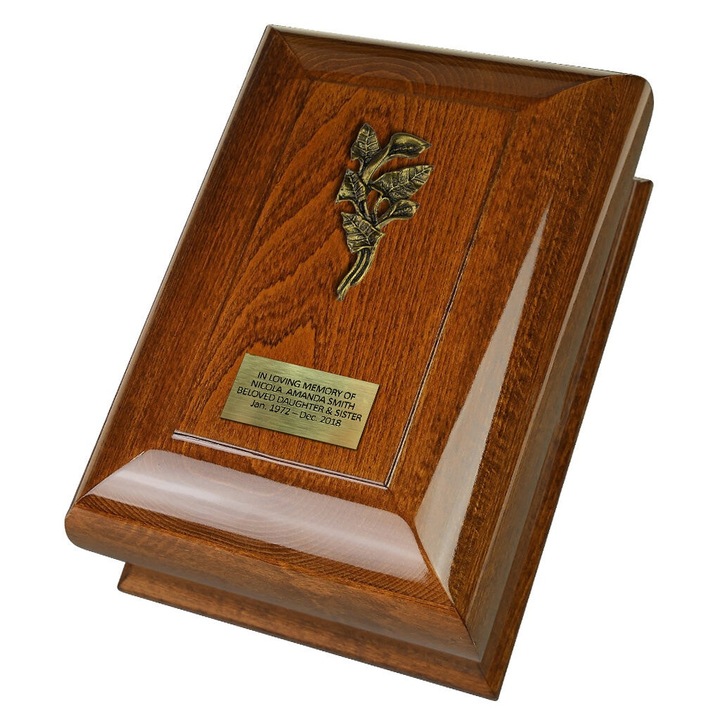 Urna de incinerare pentru cenusa din lemn de fag nou goala