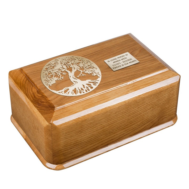 Urna de incinerare pentru cenusa din lemn de stejar nou goala