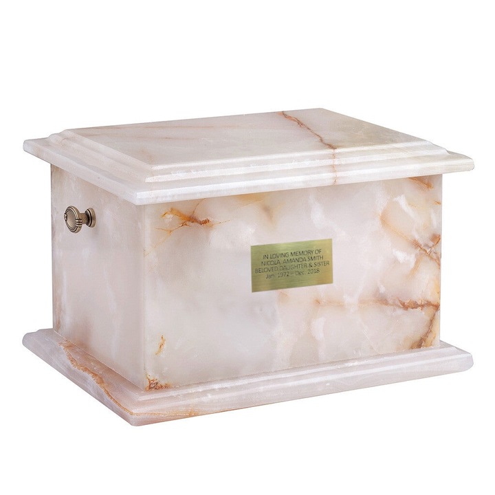 Urna de incinerare pentru cenusa din onix nou gol, alb