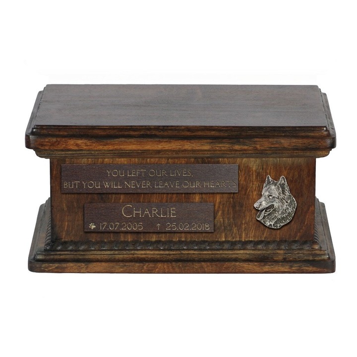 Urna de crematie pentru animale, Remember Forever, din lemn de mesteacan, noua, goala, 49x49x49cm