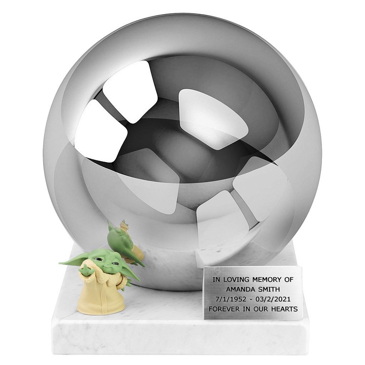 Urna crematorie pentru animale, Remember Forever, din otel inoxidabil pe baza de piatra, noua, goala