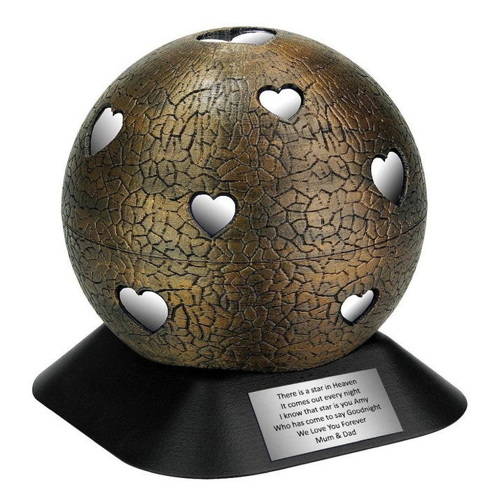 Urna de crematie pentru animale, Remember Forever, ABS cu minge din otel inoxidabil, noua, argintie