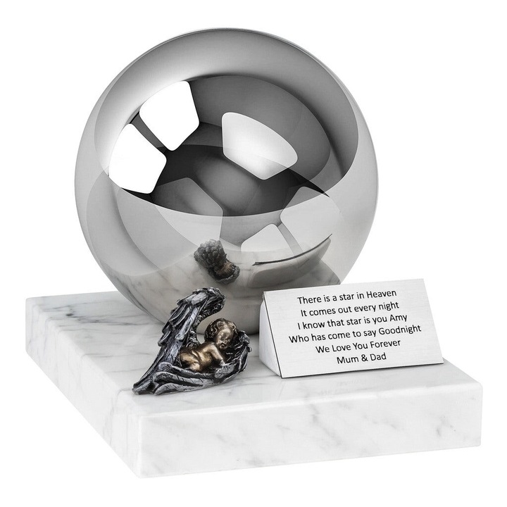 Urna crematorie pentru animale, Remember Forever, din otel inoxidabil pe baza de piatra, noua, goala