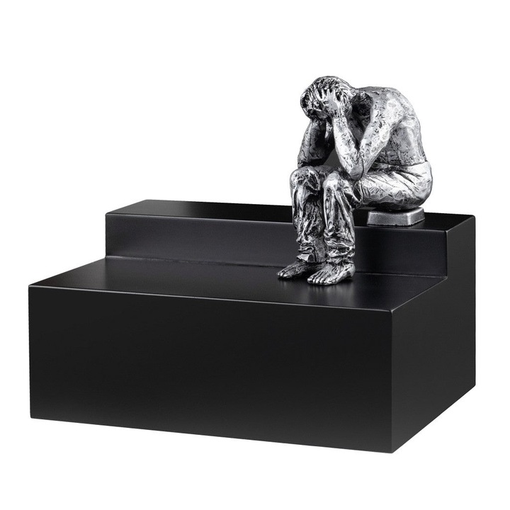 Urna crematorie din lemn de mesteacan cu figura din compozit, Remember Forever, ART-BOX-REVERIE-PN