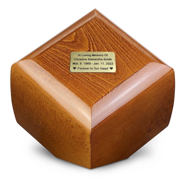 Urna crematorie pentru cenusa, Remember Forever, lemn de stejar, noua, goala