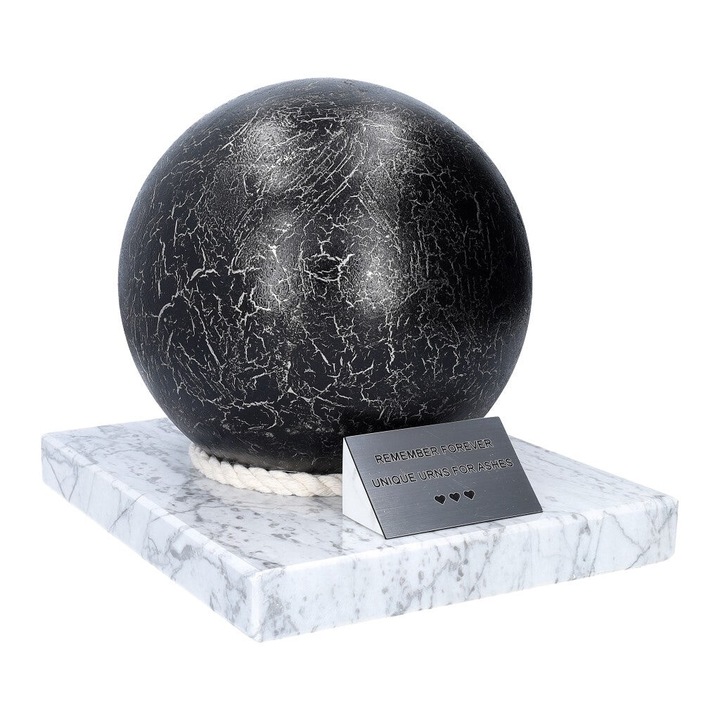 Urna crematorie pentru animale, Remember Forever, din otel inoxidabil cu baza din piatra, noua, goala