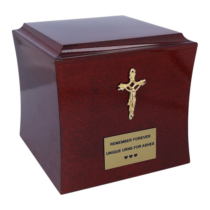 Urna crematorie din lemn de fag, Remember Forever, noua, pentru cenusa, W-DN21-CROSS-D1-PY