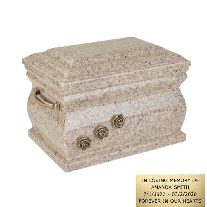 Urna crematorie pentru animale, Remember Forever, mix compozit si granit, noua, goala