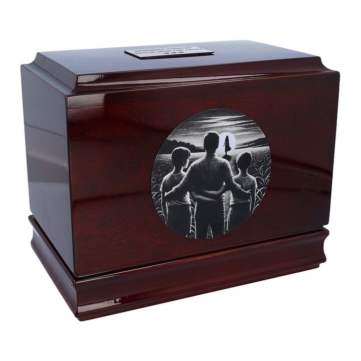 Urna crematorie pentru cenusa din lemn de mesteacan, Remember Forever, noua, goala