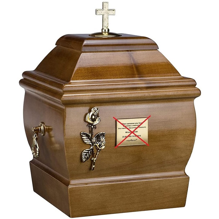 Urna de incinerare pentru cenusa din lemn de stejar, Maro