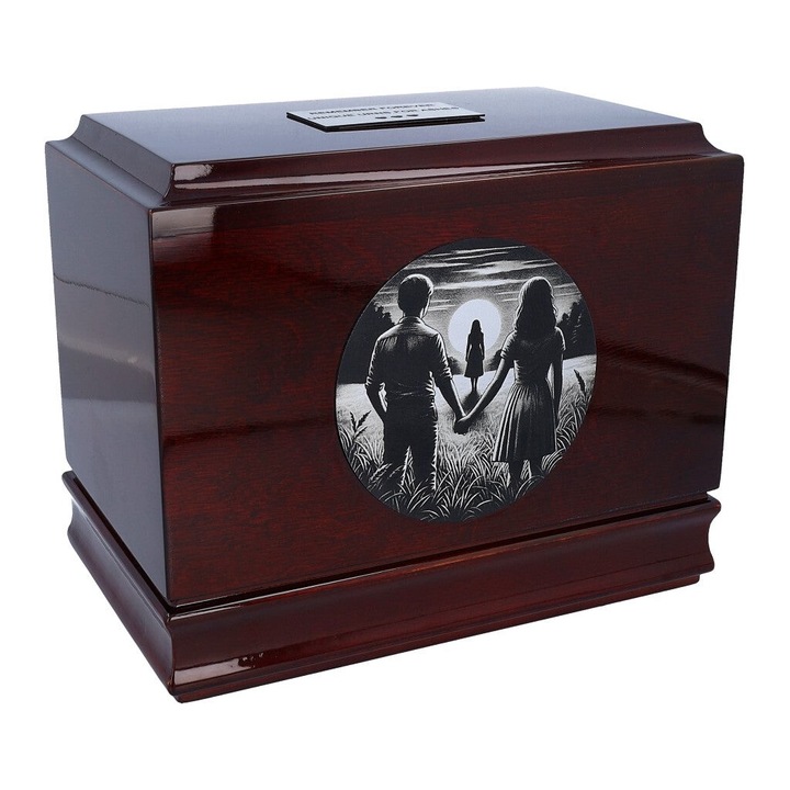 Urna crematorie pentru cenusa din lemn de mesteacan, Remember Forever, noua, goala