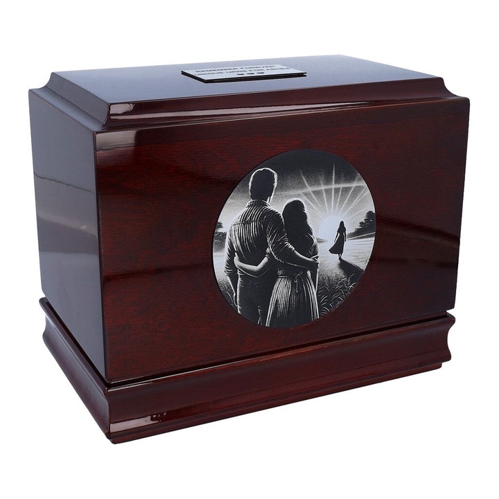 Urna crematorie pentru cenusa din lemn de mesteacan, Remember Forever, noua, goala