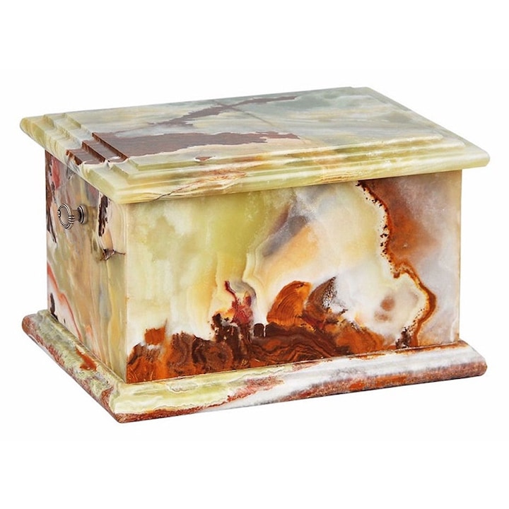 Sicriu de piatra Onyx natural Cenusa de incinerare Urna pentru adulti Memorial unic