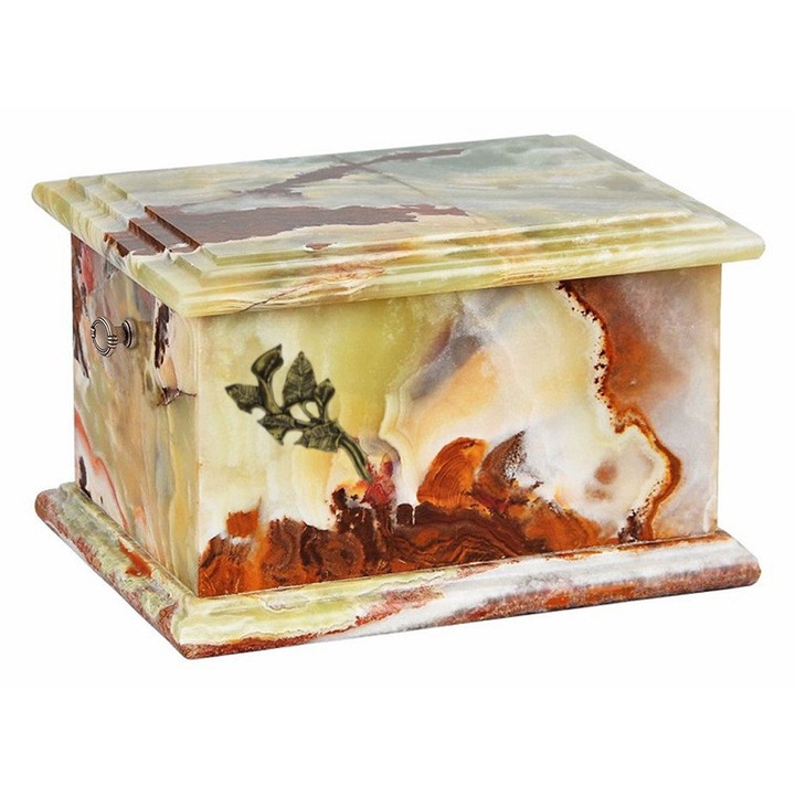 Sicriu de piatra Onyx natural Cenusa de incinerare Urna pentru adulti Memorial unic