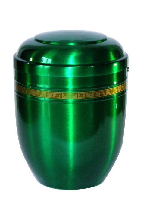 Urna de incinerare din aluminiu verde pentru cenusa Urna funerara pentru adulti