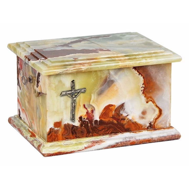 Sicriu de piatra Onyx natural Cenusa de incinerare Urna pentru adulti Memorial unic