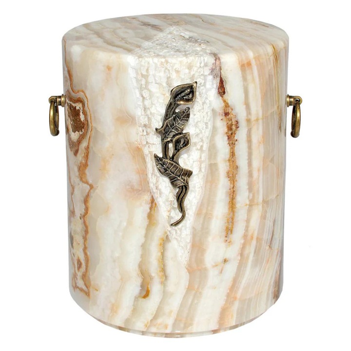 Urna de piatra Onyx natural cu Calla Lily, Remember Forever, 5WO-LILY-PN, pentru adulti, memorial