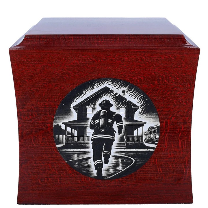 Urna de pompier din lemn personalizata, Remember Forever, monument funerar