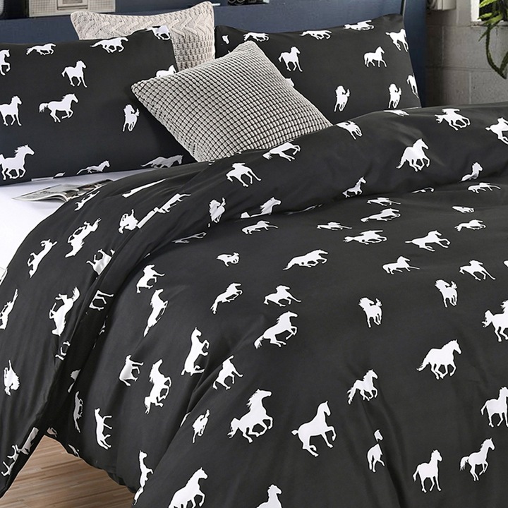 Jormftte ágyneműhuzat-garnitúra, 2 párnahuzat és 1 paplanhuzat, poliészter, reaktív minta, Queen méret