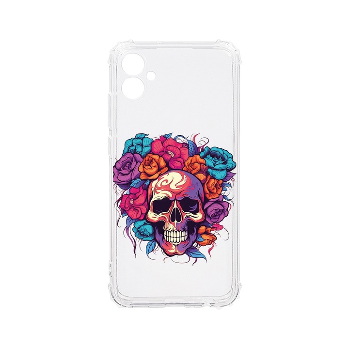BestCase Anti Shock 1.5MM telefontok, kompatibilis modell Samsung Galaxy F04 / Galaxy M04 / Galaxy A04e, Dream Colors - Skull and Roses, Air-Cushion technology, AS 1576