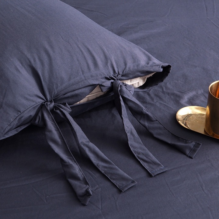 Ágyneműhuzat garnitúra, Jormftte, mosható pamut, sötétkék, különböző méretek