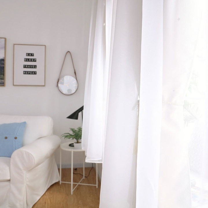 Üreges csillag stílusú voile tüll függöny átlátszó panelek hálószoba nappali dekoráció bézs