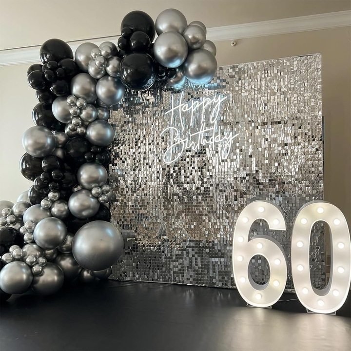 Set 10 Baloane din Latex Chrome, Southern Sky, Model Party, 13 cm, Silver, 1 g