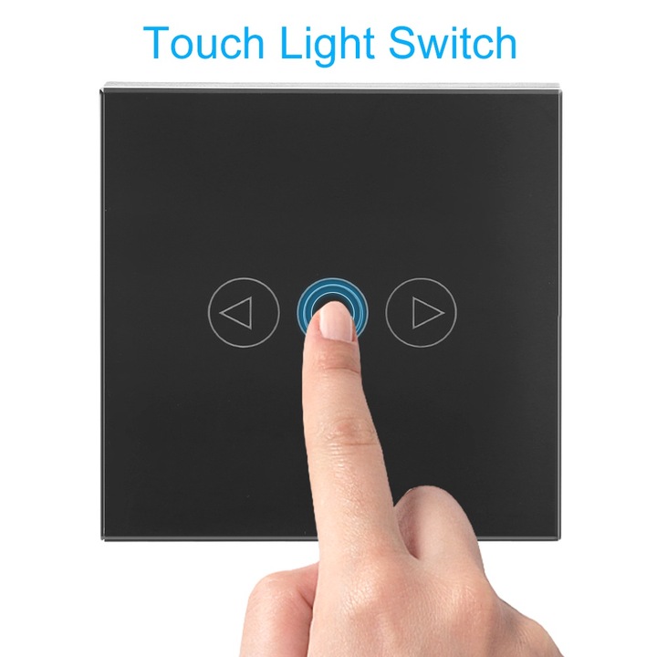 LED érintőkapcsoló távirányítóval, Jormftte, kristályüveg panel, fehér/fekete, 86x86x39mm