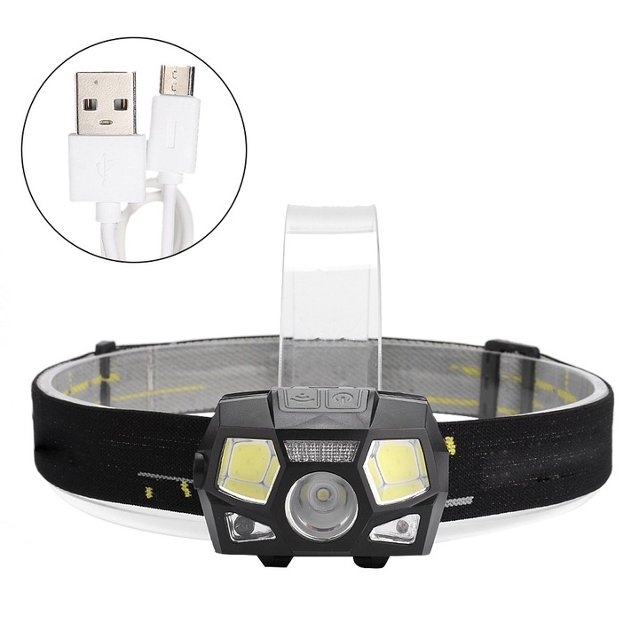 Jormftte zseblámpa, USB, LED, fekete, 6.5x4.3cm, vízálló