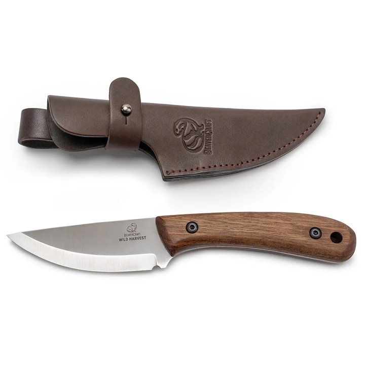 Cutit Bushcraft BSH7 Wild, Otel Carbon, Maner Nuc, Teaca Piele, 21.5 cm