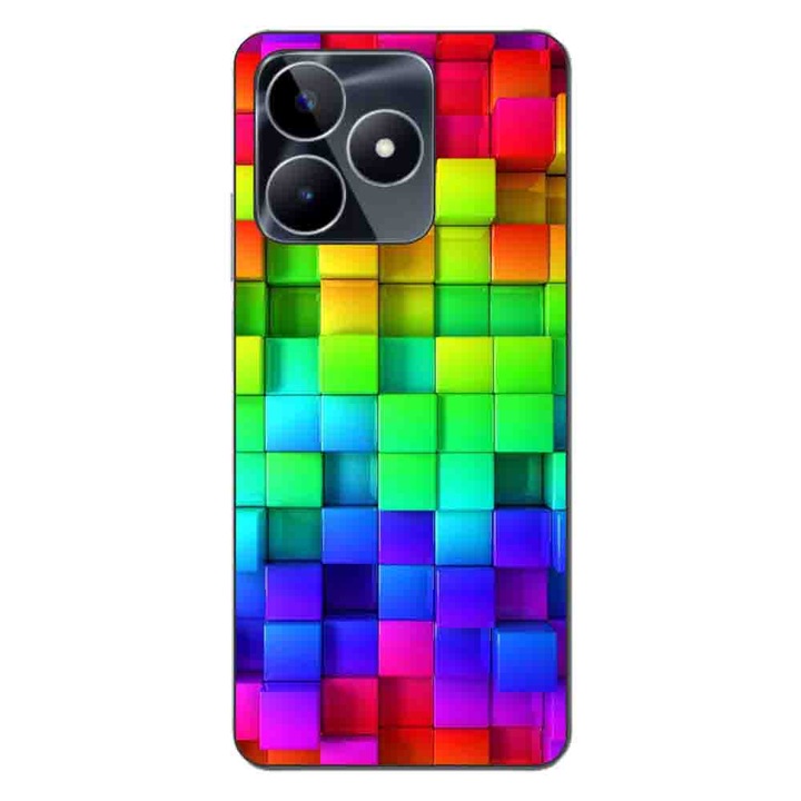 Капак, съвместим с модел Realme C53 Silicon Gel Tpu Colorful Cubes