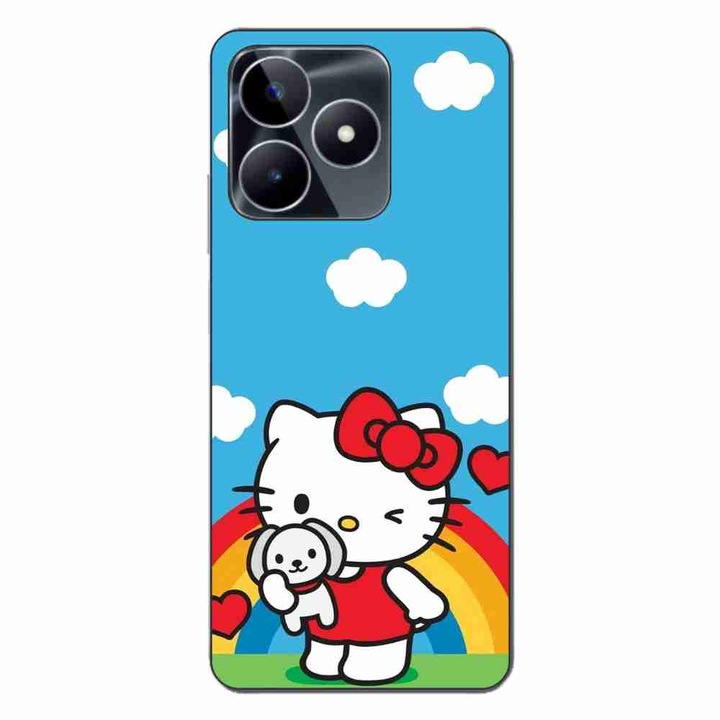 Покритие, съвместимо с модел Realme C53 Silicon Gel Tpu Hello Kitty Rainbow