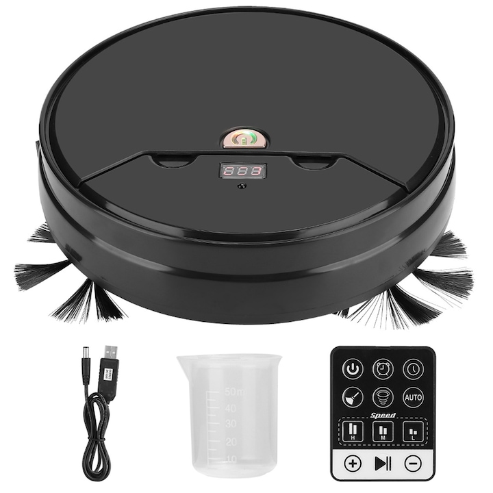 Aspirator robot Jormftte, design compact, alimentare USB, negru