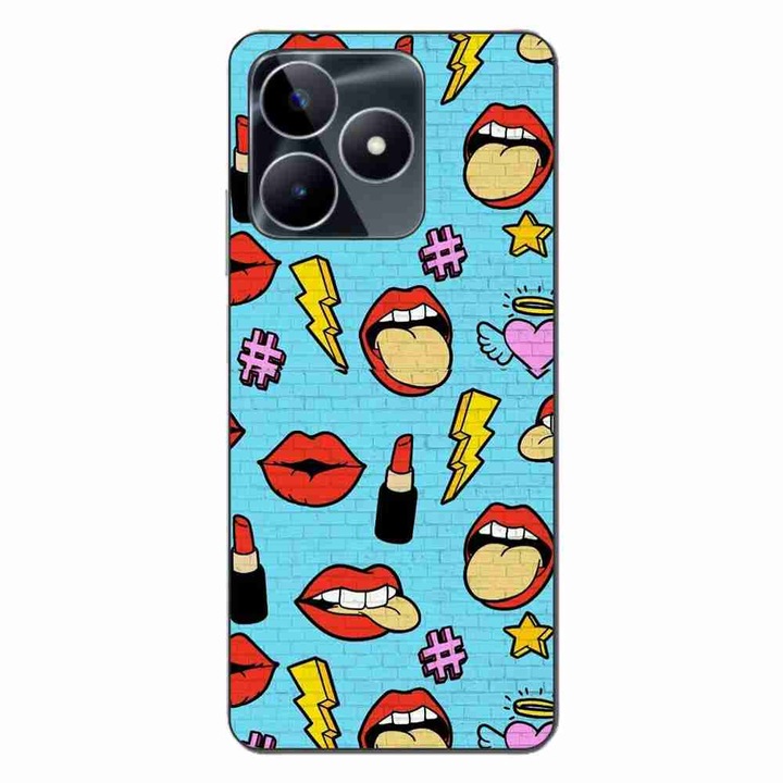 Покритие, съвместимо с Realme C53 Silicon Gel Tpu Model Pop Art Lips