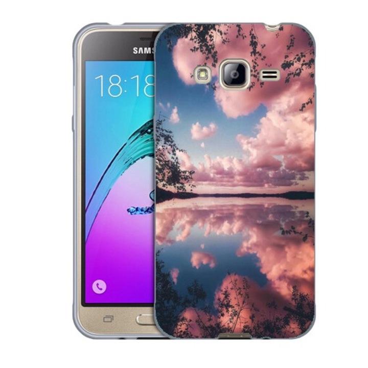 Husa compatibila cu Samsung Galaxy J7 J700 Silicon Gel Tpu Model Pink Clouds