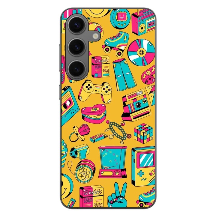 Калъф, съвместим със Samsung Galaxy S24 FE Silicon Gel Tpu Модел Pop Art Vintage