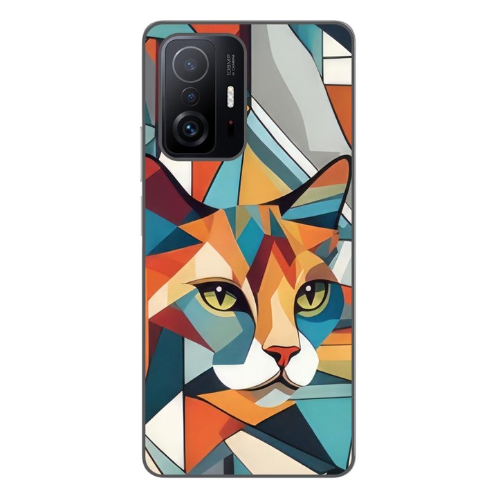 Кейс съвместим с Xiaomi Mi 11T, Mi 11T Pro Silicone Gel Tpu Модел Cubic Cat Art