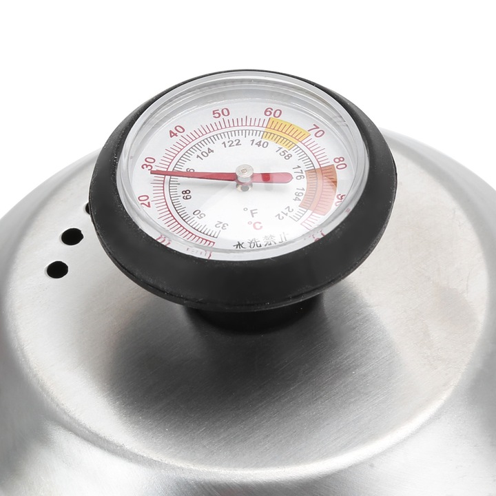 Jormftte rozsdamentes acél teáskanna, 1.2L, hőmérővel, ezüst, 290x160mm